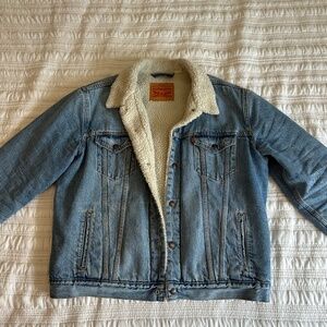 Denim Sherpa Lined Trucker Jacket